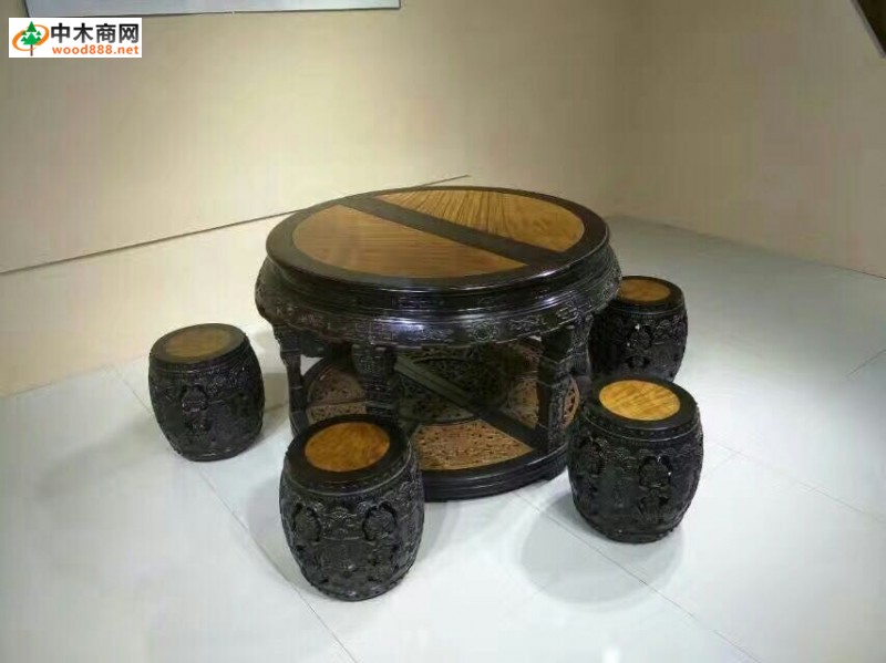金絲楠木圓鼓桌
