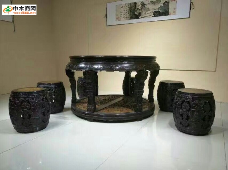 金絲楠木圓鼓桌