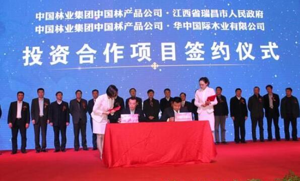 中國林產品公司副總經理沈北靈與華中國際木業(yè)有限公司董事長江美文簽署了投資合作項目協(xié)議 中國林產品公司副總經理沈北靈與華中國際木業(yè)有限公司董事長江美文簽署了投資合作項目協(xié)議
