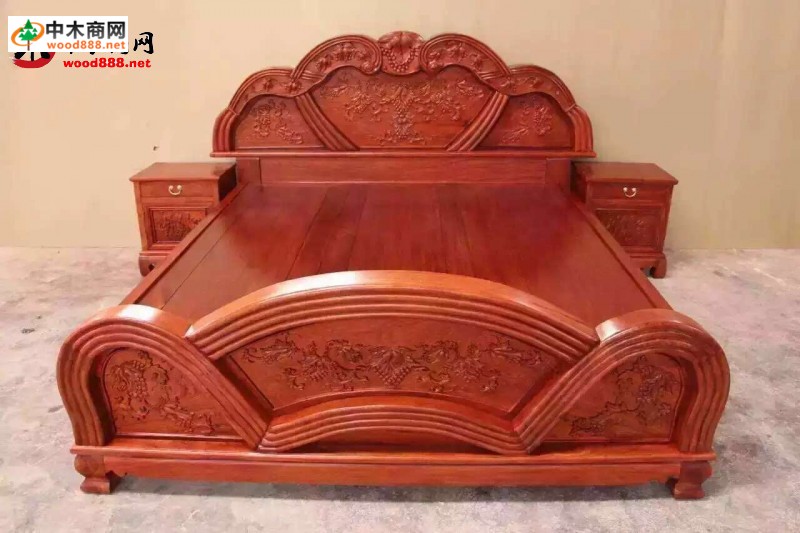 精品緬甸花梨床三件套大量批發質優價廉價格