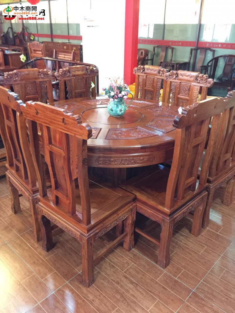 精品大紅酸枝方餐桌各種花色款式大紅酸枝四方桌餐桌批發實物圖