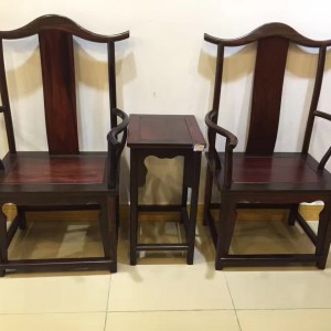 現(xiàn)貨精品大紅酸枝官帽椅三件套成品