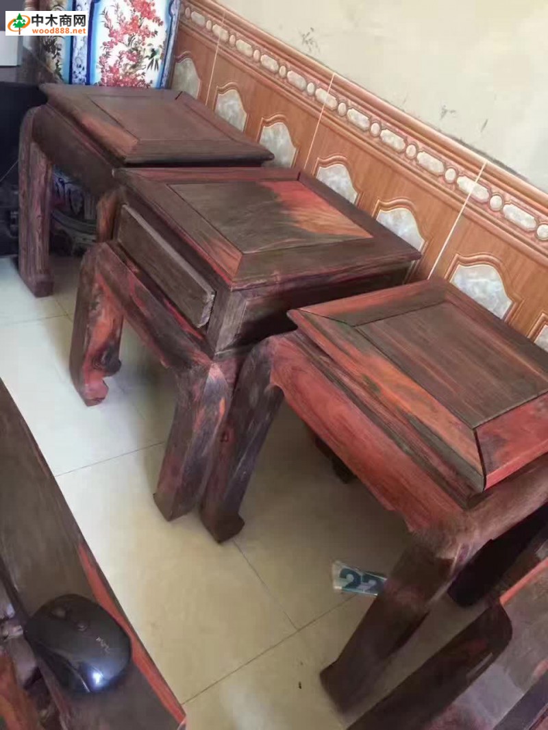 大紅酸枝如意沙發十件套