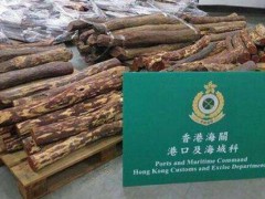 香港海關(guān)截獲5.7噸懷疑紫檀木材，市值約690萬元