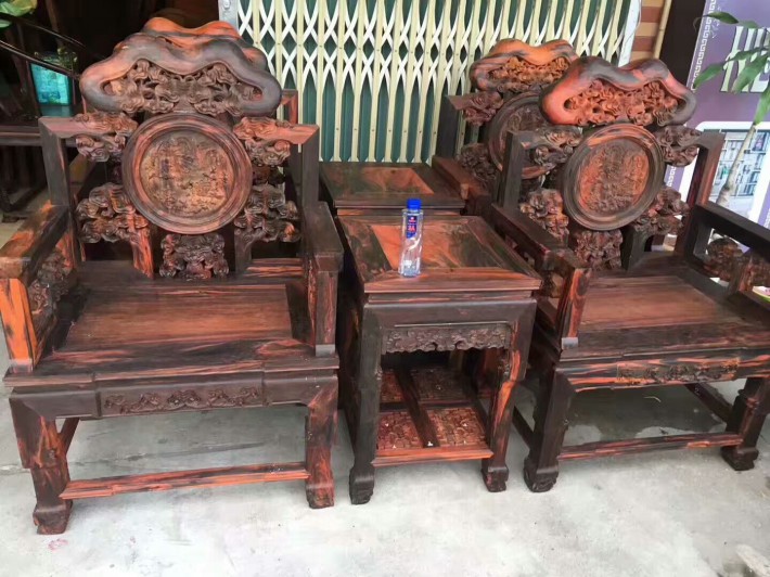大紅酸枝靠椅_偉美紅木家具_中木商網