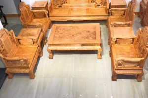 金絲楠木吉祥如意象鼻沙發1/3人座/茶幾/邊幾滿花十件套產品