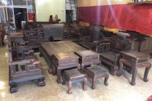 紅木家具 老撾大紅酸枝大富貴獨板沙發十三件套 全實木交趾黃檀客廳組合