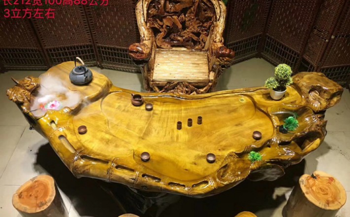 金絲楠木流水魚缸金絲楠木流水茶臺大氣實用意境桃花府紅木家具