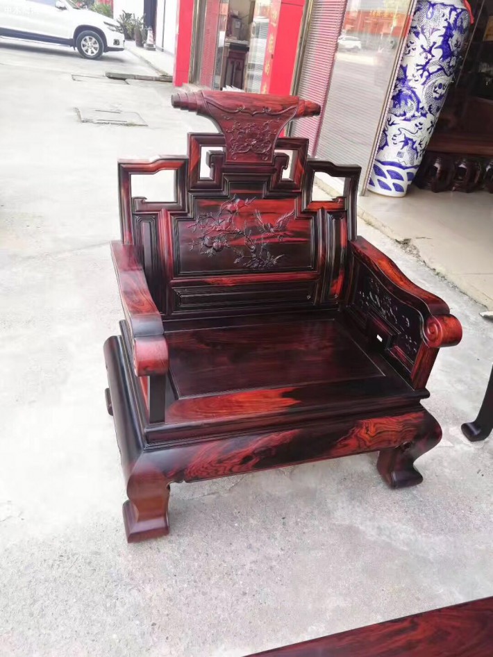 老撾大紅酸枝沙發6件套廣西御紅軒紅木家具品牌