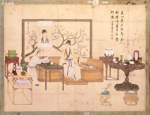 宮廷畫家丁觀鵬所繪《是一是二圖》
