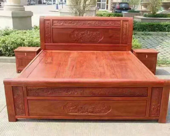 紅木家具緬甸花梨木成品大床價格