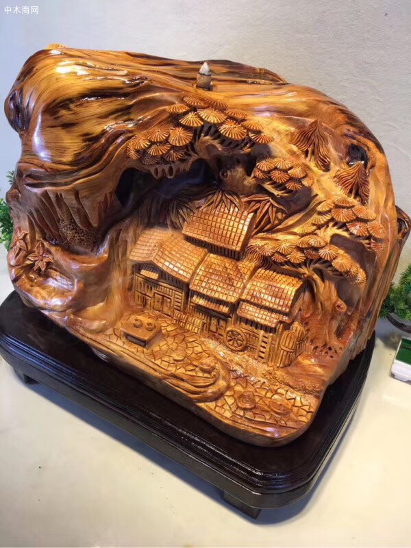 極品崖柏工藝品陳化料《風(fēng)景》倒流香！高油性紋理漂亮廠家