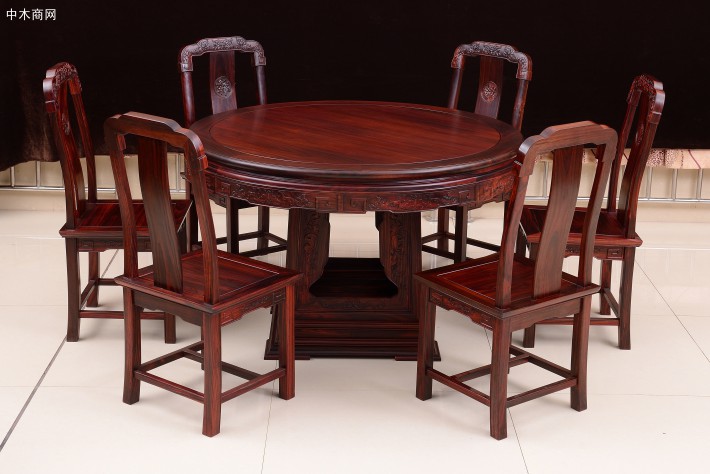 御美尚品黑酸枝圓餐桌紅木餐廳家具