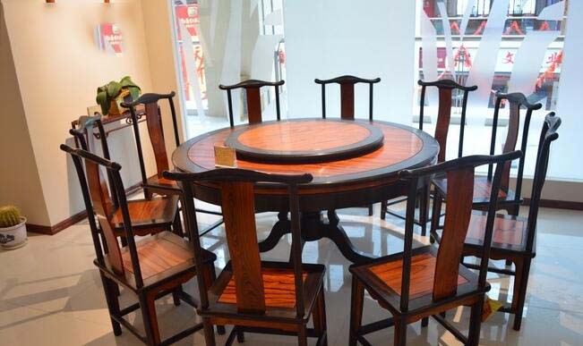 紅木餐廳家具仿古典實(shí)木大紅酸枝1.53m明式圓餐桌廠家批發(fā)