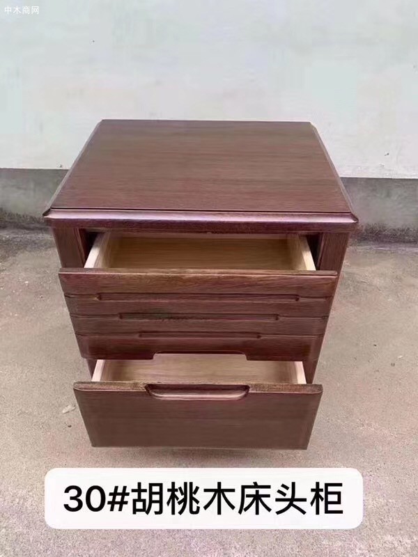 全胡桃木大床配床頭柜真材實(shí)料,拒絕貼皮廠家