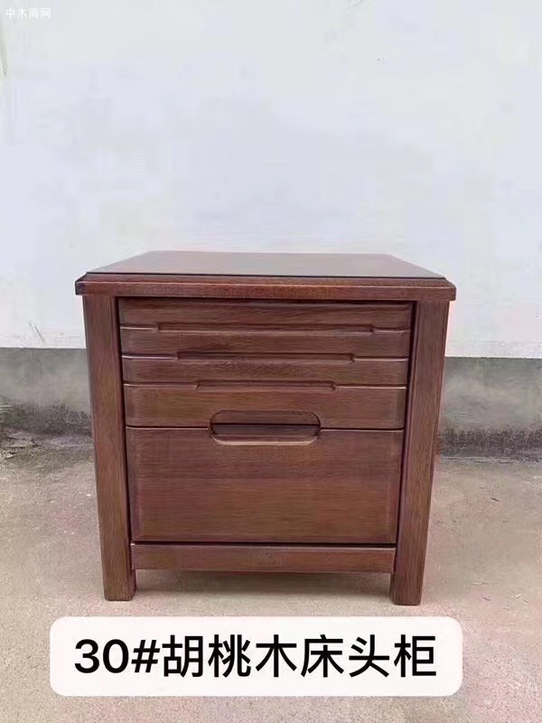 全胡桃木大床配床頭柜真材實(shí)料,拒絕貼皮批發(fā)