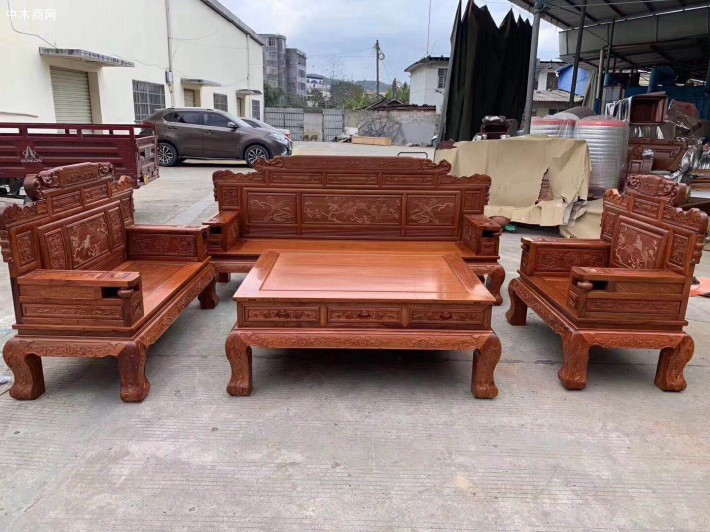 緬甸花梨財(cái)源滾滾沙發(fā)六件套生產(chǎn)廠家批發(fā)