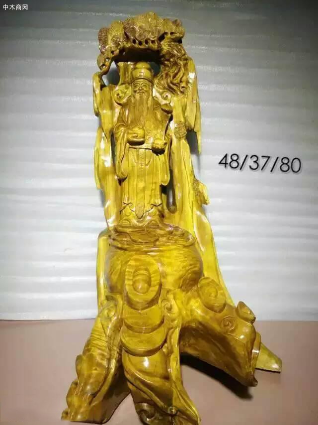 金絲楠木聚寶盆財(cái)神爺擺件工藝品