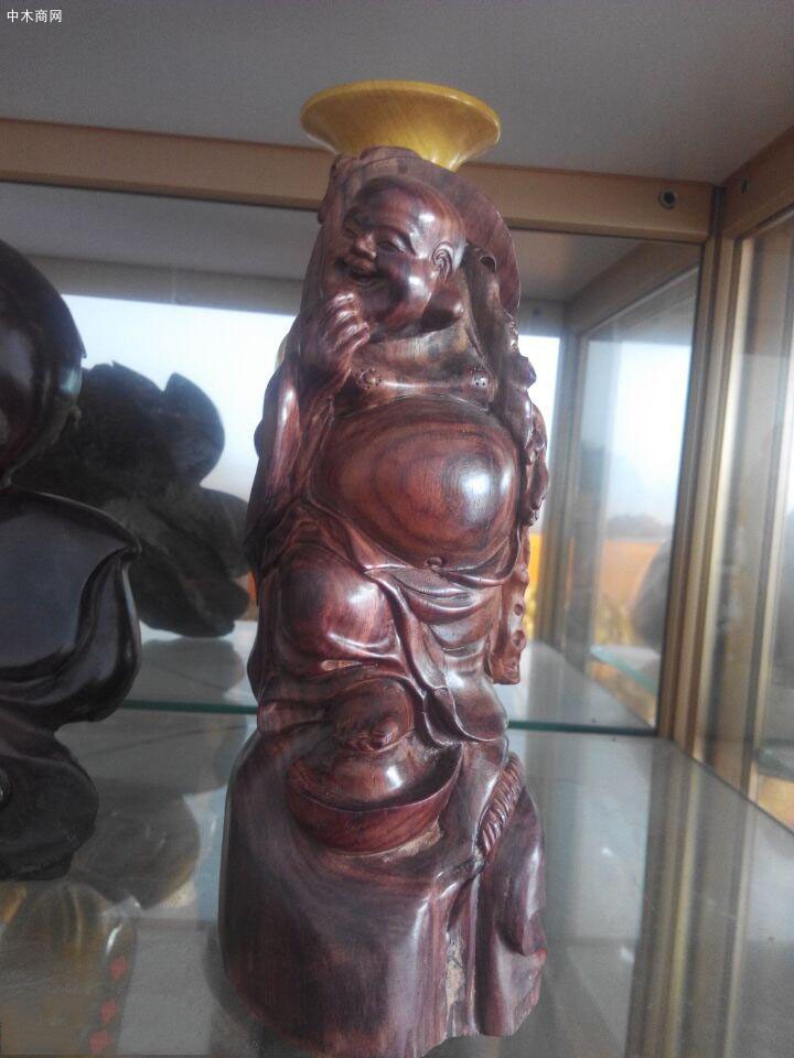 紅酸枝布袋彌勒擺件工藝品