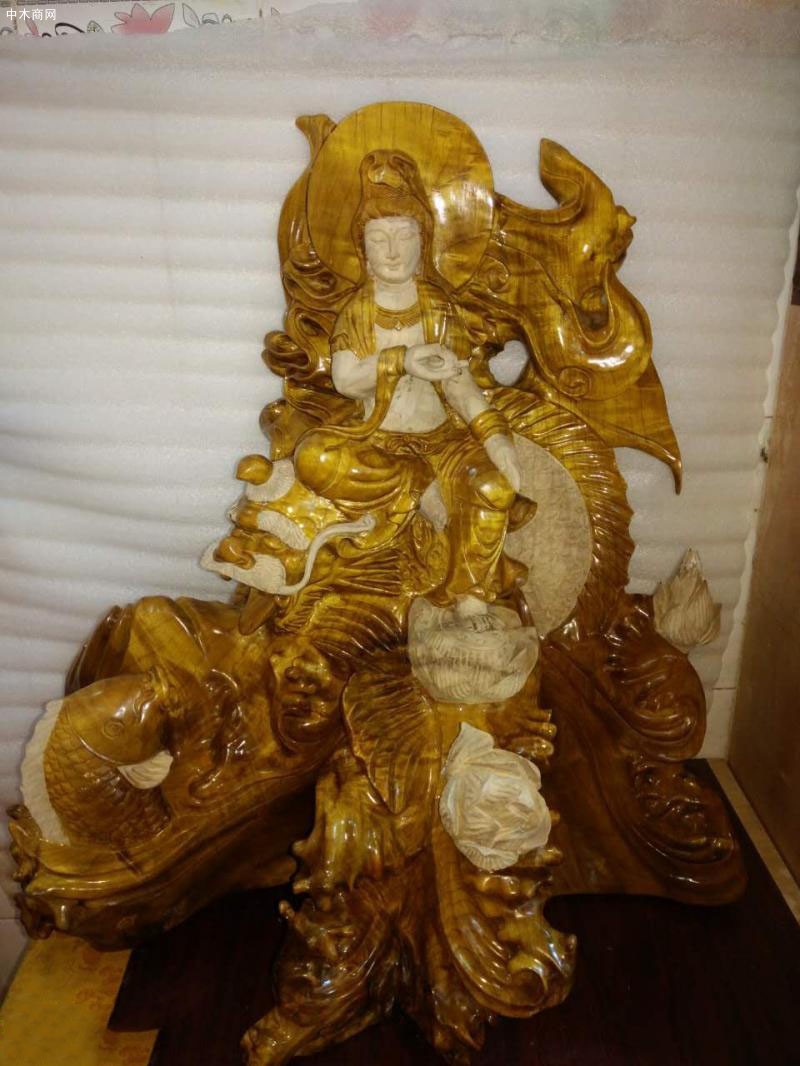 金絲楠木敖龍觀音擺件