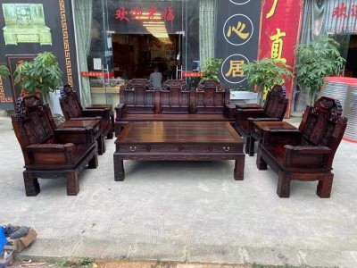 老撾大紅酸枝如意象頭沙發十一件套多少錢?