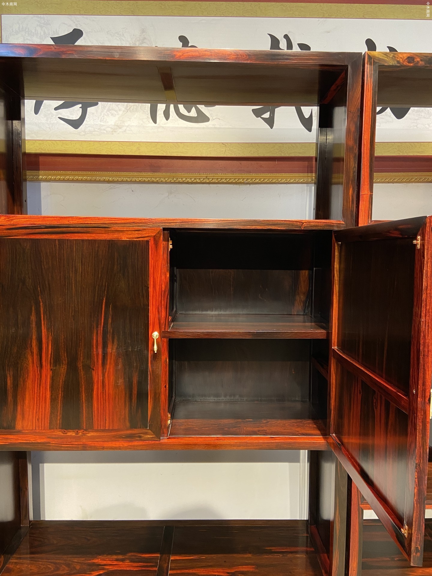 憑祥匠心居紅木家具老撾大紅酸枝四組合中式書架生產廠家品牌