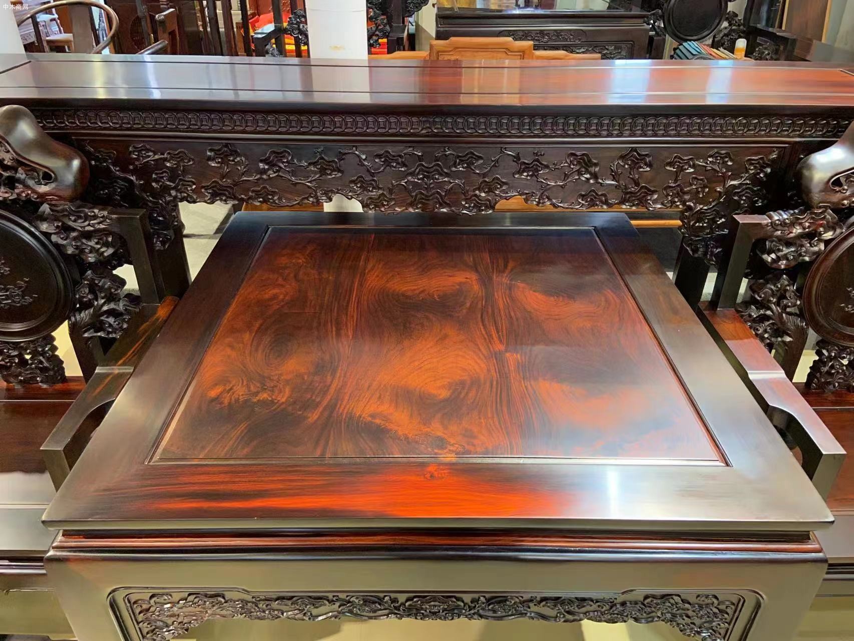 憑祥匠心居紅木家具老撾大紅酸枝靈芝中堂十二件套盡顯奢華品牌