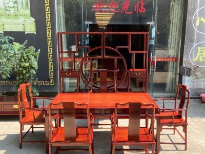 憑祥匠心居紅木家具緬甸花梨黑紅老料茶桌價(jià)格