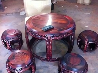 七件套精品交趾黃檀竹節(jié)古臺(tái)凳子