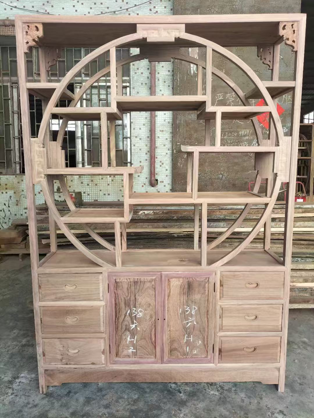 帝源古典家具廠家直銷亞花梨五福博古架品牌